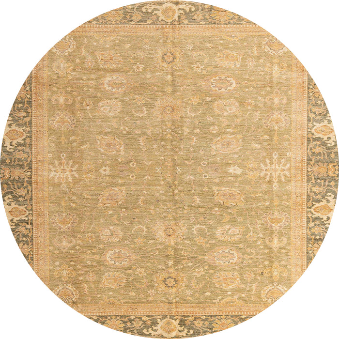 Round Machine Washable Abstract Orange Rug, wshabs4198