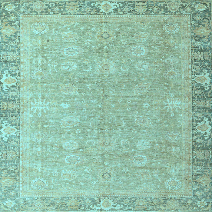 Square Machine Washable Oriental Light Blue Modern Rug, wshabs4198lblu