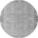 Round Machine Washable Oriental Gray Modern Rug, wshabs4198gry