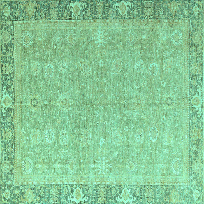 Square Machine Washable Oriental Turquoise Modern Area Rugs, wshabs4198turq