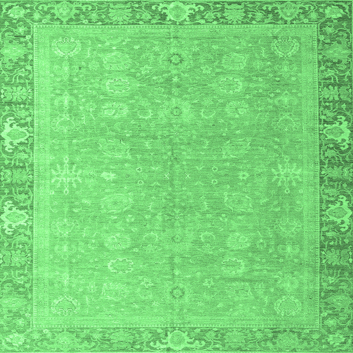 Square Machine Washable Oriental Emerald Green Modern Area Rugs, wshabs4198emgrn