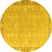 Round Oriental Yellow Modern Rug, abs4198yw