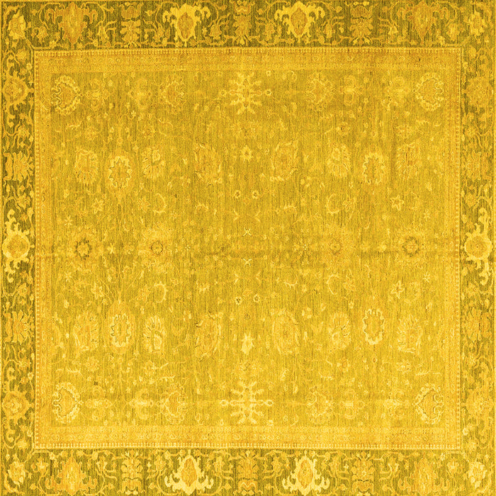 Square Machine Washable Oriental Yellow Modern Rug, wshabs4198yw