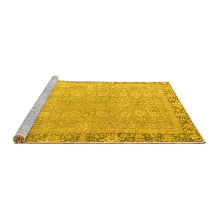 Sideview of Machine Washable Oriental Yellow Modern Rug, wshabs4198yw
