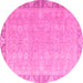 Round Oriental Pink Modern Rug, abs4198pnk