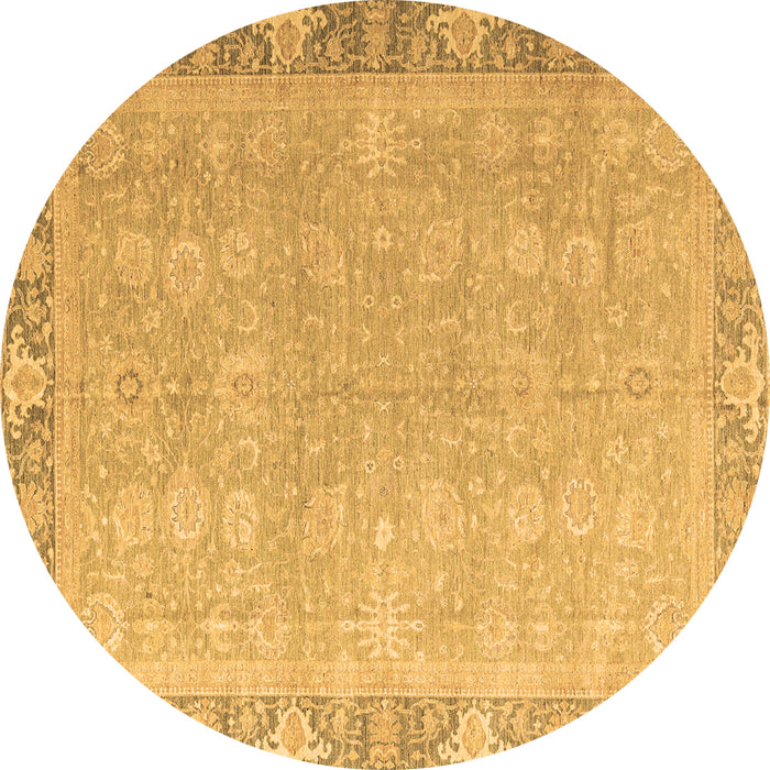 Round Machine Washable Oriental Brown Modern Rug, wshabs4198brn