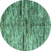 Round Oriental Turquoise Modern Rug, abs4199turq