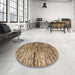 Round Abstract Dark Sienna Brown Oriental Rug in a Office, abs4199