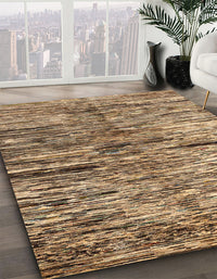 Abstract Dark Sienna Brown Oriental Rug, abs4199