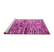 Sideview of Machine Washable Oriental Pink Modern Rug, wshabs4199pnk