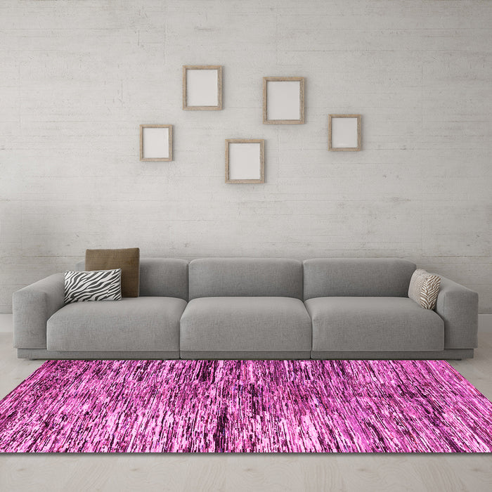 Machine Washable Oriental Pink Modern Rug in a Living Room, wshabs4199pnk