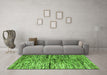 Machine Washable Oriental Green Modern Area Rugs in a Living Room,, wshabs4199grn