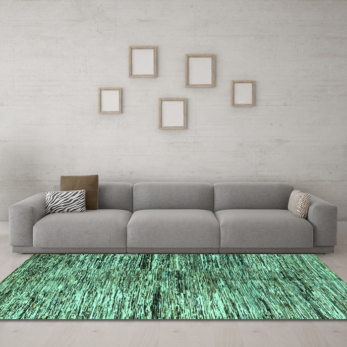 Machine Washable Oriental Turquoise Modern Area Rugs in a Living Room,, wshabs4199turq