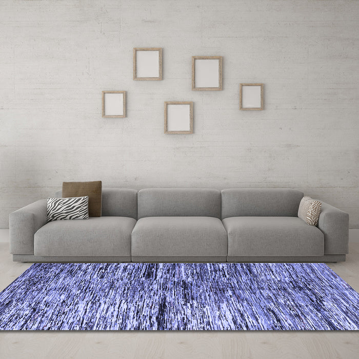 Machine Washable Oriental Blue Modern Rug in a Living Room, wshabs4199blu