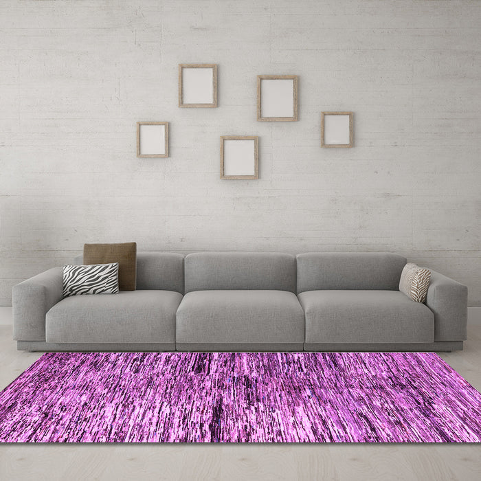Machine Washable Oriental Purple Modern Area Rugs in a Living Room, wshabs4199pur