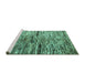 Sideview of Machine Washable Oriental Turquoise Modern Area Rugs, wshabs4199turq