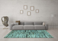 Machine Washable Oriental Light Blue Modern Rug, wshabs4199lblu