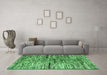 Machine Washable Oriental Emerald Green Modern Area Rugs in a Living Room,, wshabs4199emgrn