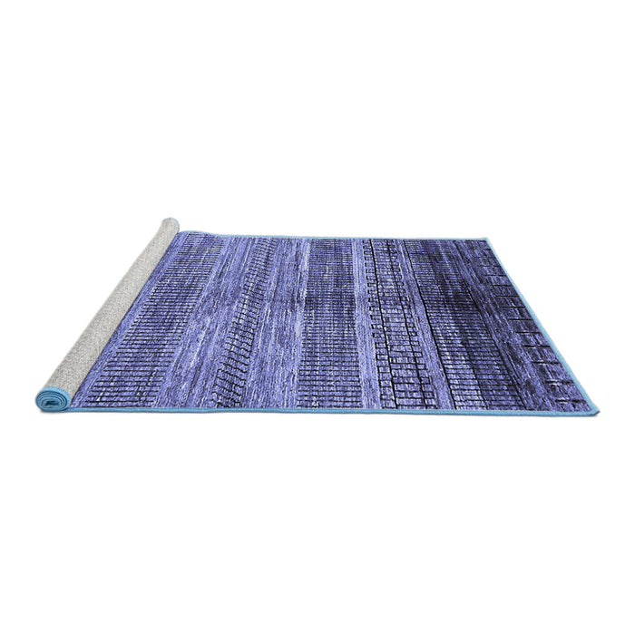 Sideview of Machine Washable Abstract Blue Modern Rug, wshabs419blu