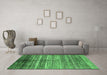 Machine Washable Abstract Emerald Green Modern Area Rugs in a Living Room,, wshabs419emgrn