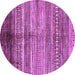 Round Machine Washable Abstract Purple Modern Area Rugs, wshabs419pur