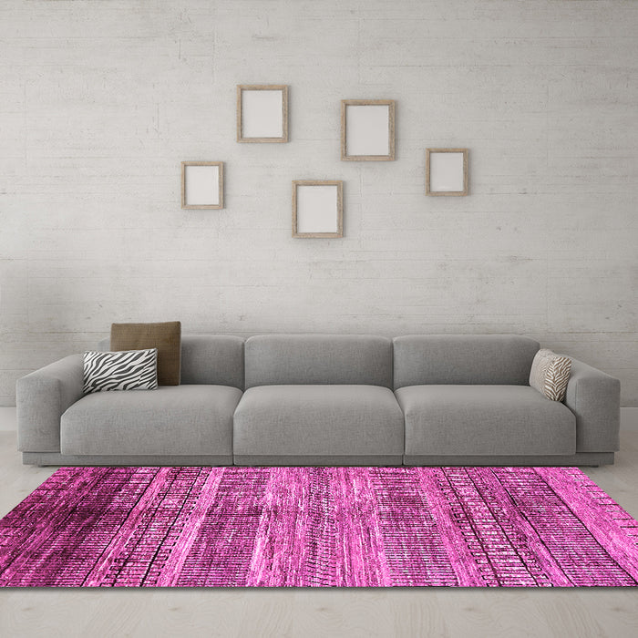 Machine Washable Abstract Pink Modern Rug in a Living Room, wshabs419pnk