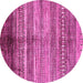 Round Machine Washable Abstract Pink Modern Rug, wshabs419pnk