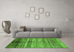 Machine Washable Abstract Green Modern Area Rugs in a Living Room,, wshabs419grn