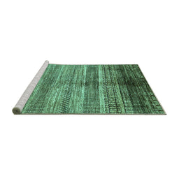 Sideview of Machine Washable Abstract Turquoise Modern Area Rugs, wshabs419turq