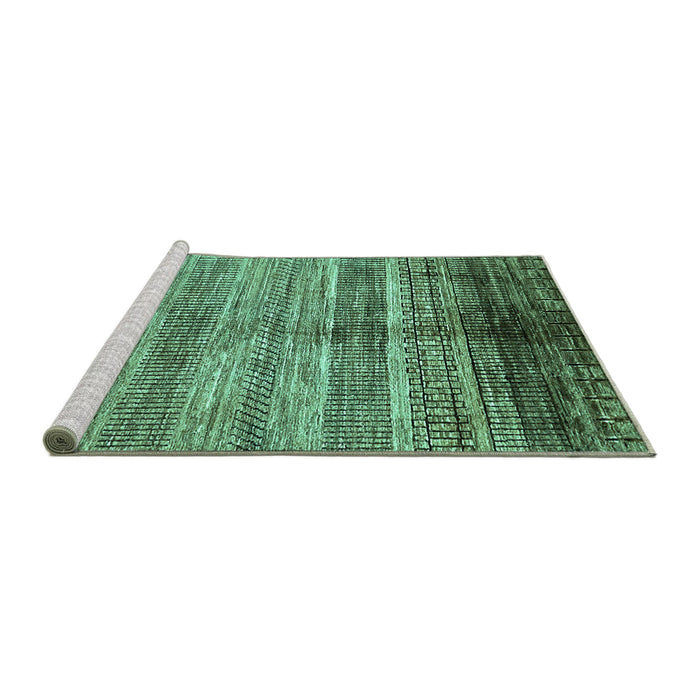 Sideview of Machine Washable Abstract Turquoise Modern Area Rugs, wshabs419turq