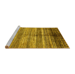 Sideview of Machine Washable Abstract Yellow Modern Rug, wshabs419yw
