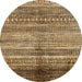 Round Abstract Brown Sand Brown Modern Rug, abs419