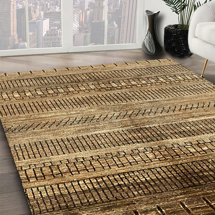 Machine Washable Abstract Brown Sand Brown Rug in a Family Room, wshabs419