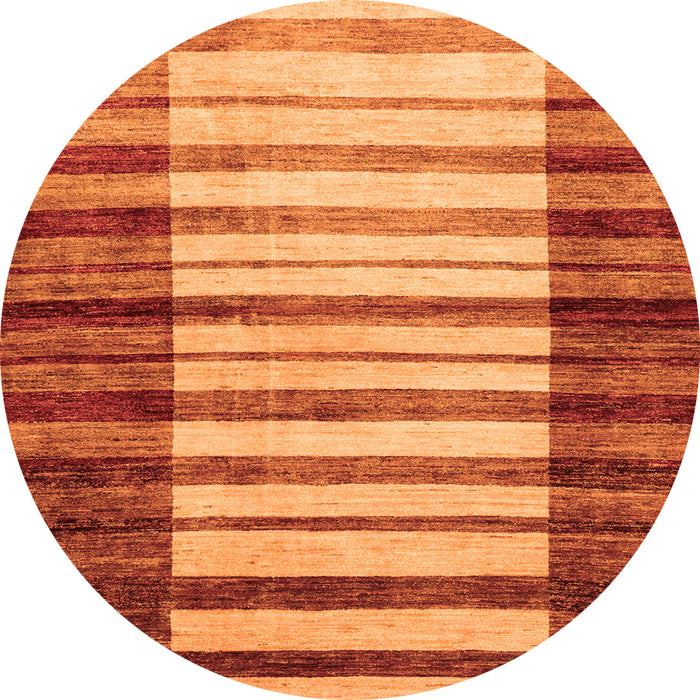 Round Machine Washable Abstract Orange Modern Area Rugs, wshabs41org