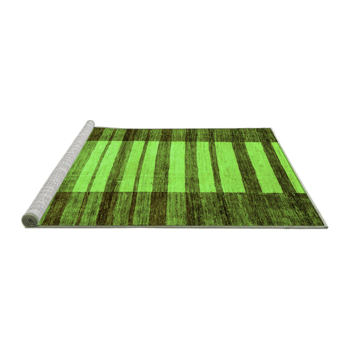 Sideview of Machine Washable Abstract Green Modern Area Rugs, wshabs41grn