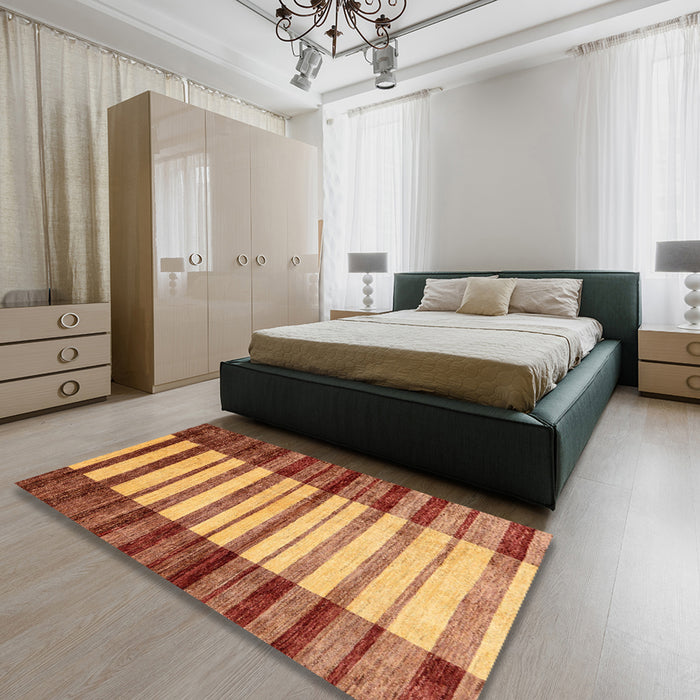 Abstract Orange Modern Rug in a Bedroom, abs41
