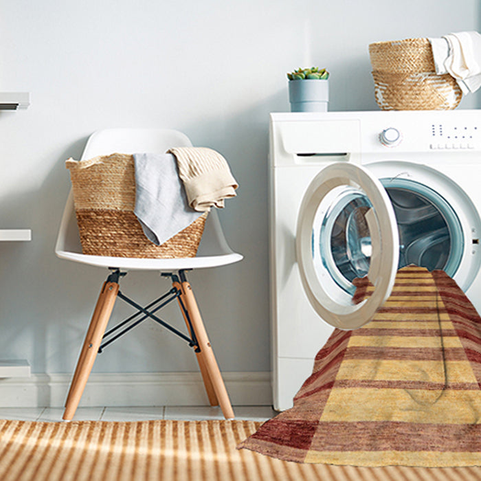 Machine Washable Abstract Orange Rug in a Washing Machine, wshabs41