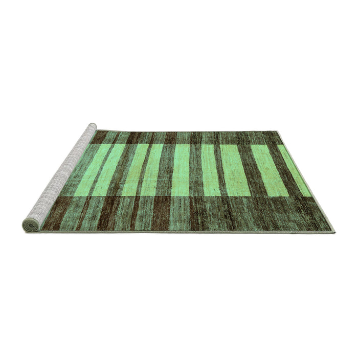 Sideview of Machine Washable Abstract Turquoise Modern Area Rugs, wshabs41turq
