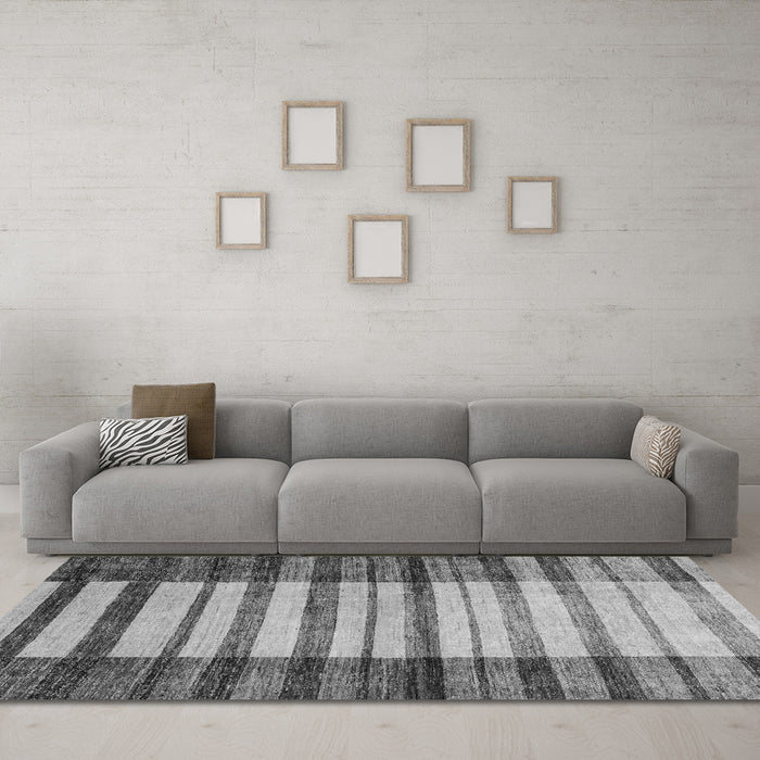 Machine Washable Abstract Gray Modern Rug in a Living Room,, wshabs41gry