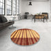 Round Abstract Orange Modern Rug in a Office, abs41