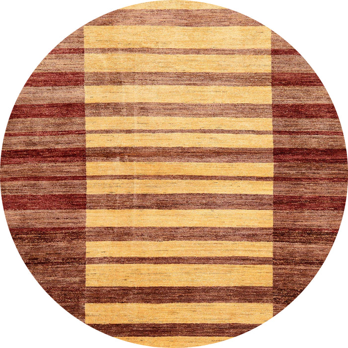 Round Machine Washable Abstract Orange Rug, wshabs41