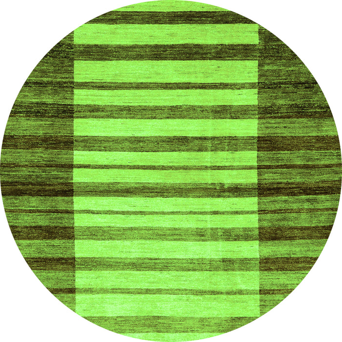 Round Machine Washable Abstract Green Modern Area Rugs, wshabs41grn