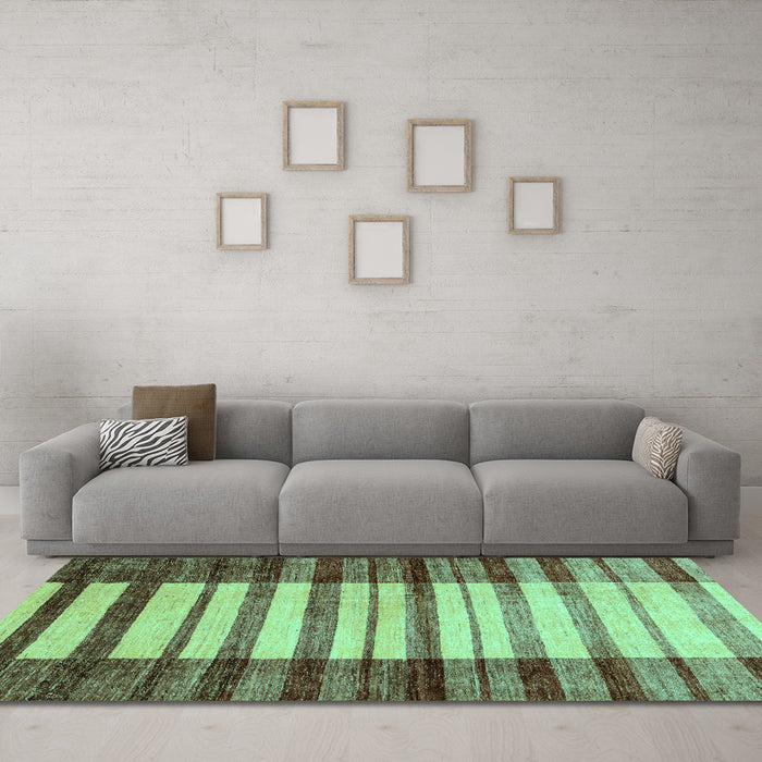 Machine Washable Abstract Turquoise Modern Area Rugs in a Living Room,, wshabs41turq