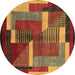 Round Oriental Brown Modern Rug, abs4200brn