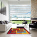 Square Machine Washable Abstract Dark Almond Brown Rug in a Living Room, wshabs4200