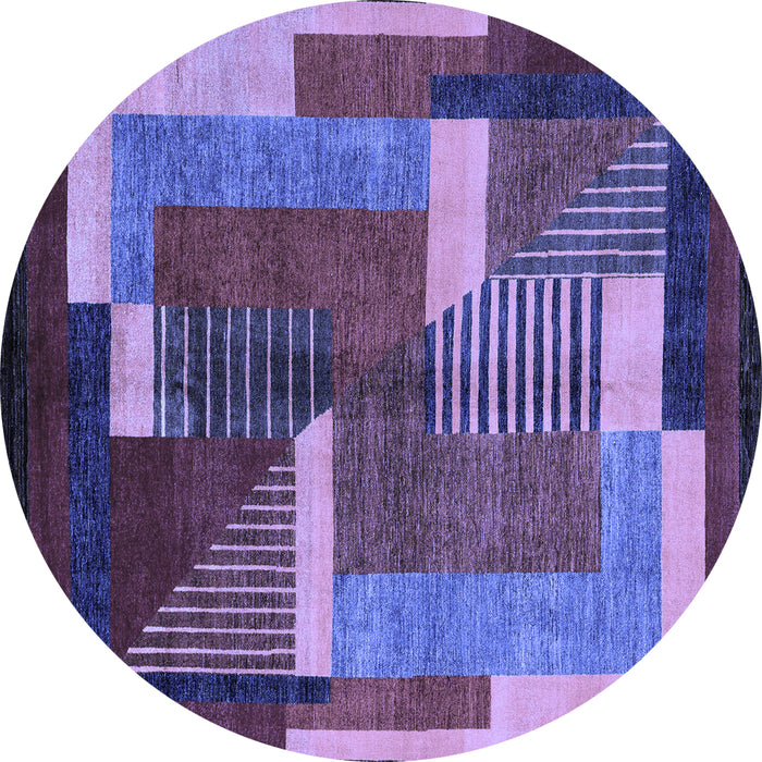 Round Machine Washable Oriental Blue Modern Rug, wshabs4200blu