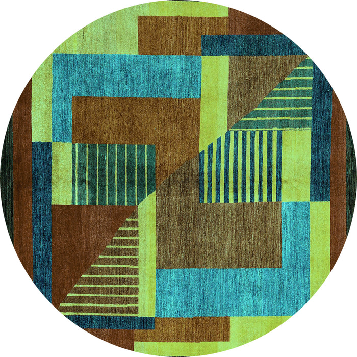 Round Oriental Turquoise Modern Rug, abs4200turq