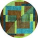 Round Oriental Turquoise Modern Rug, abs4200turq