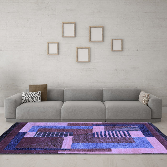 Machine Washable Oriental Blue Modern Rug in a Living Room, wshabs4200blu