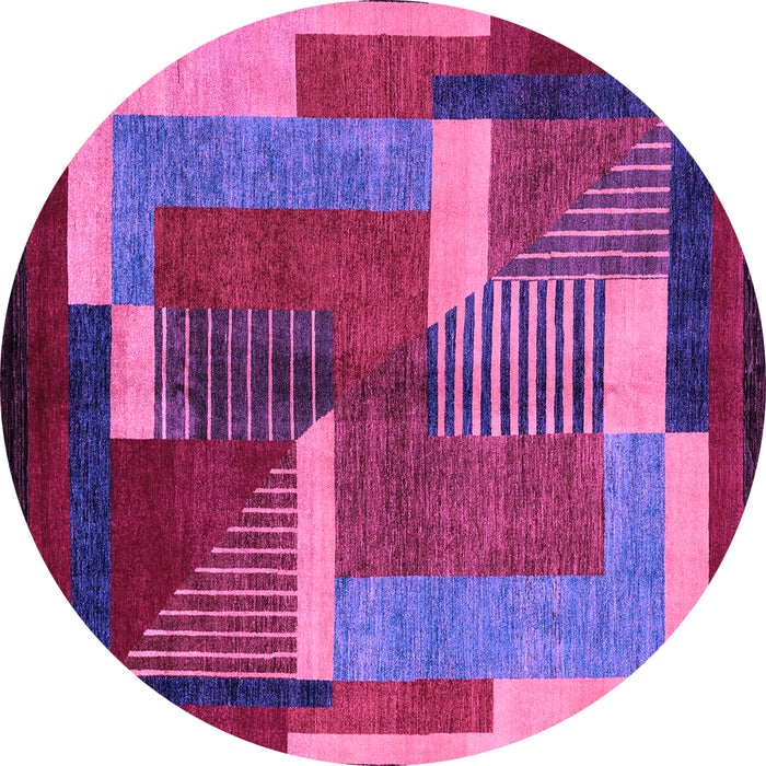 Round Machine Washable Oriental Purple Modern Area Rugs, wshabs4200pur